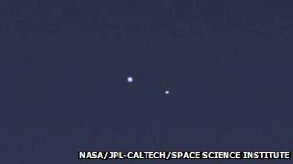 Earth and Moon from one billion miles out Saturn Earth and Moon from one billion miles out Saturn